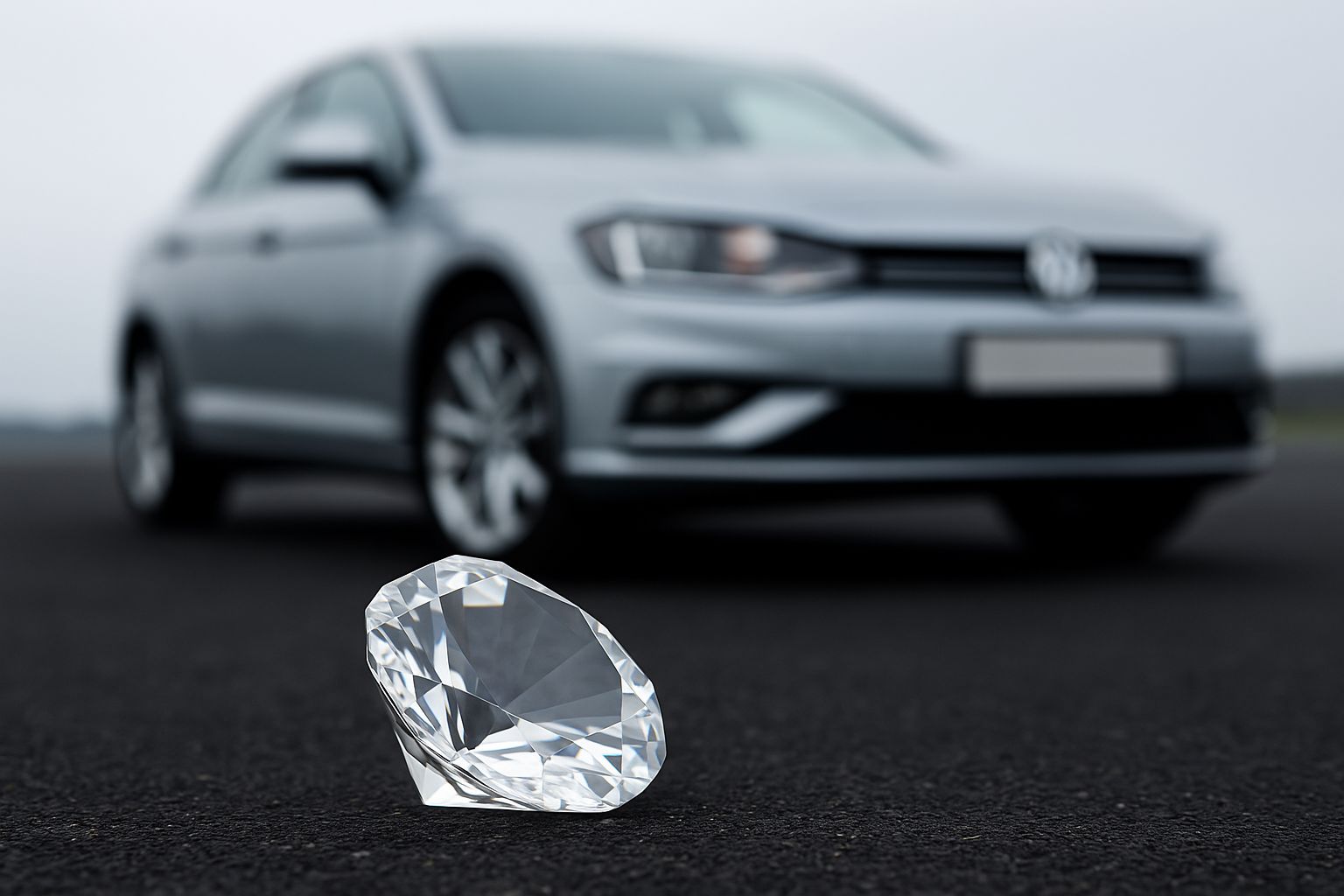 Flicka jämför bilnycklar med diamanter och ett diamantbrev på en soffa.